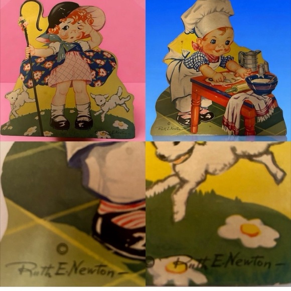 1934 Ruth E. Newton Children’s Illustration Mother Goose Bo Peep wall plaque - Picture 7 of 7